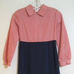 Vintage 70s Girl's Florence Eisewau Checkered Maxi Dress size 10
